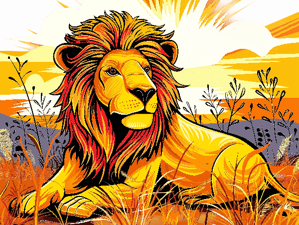 POD Design Lion Sunset T-Shirt Design