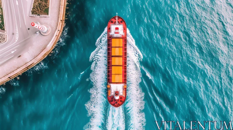 Captivating Container Boat: A Serene Maritime Artwork AI Image