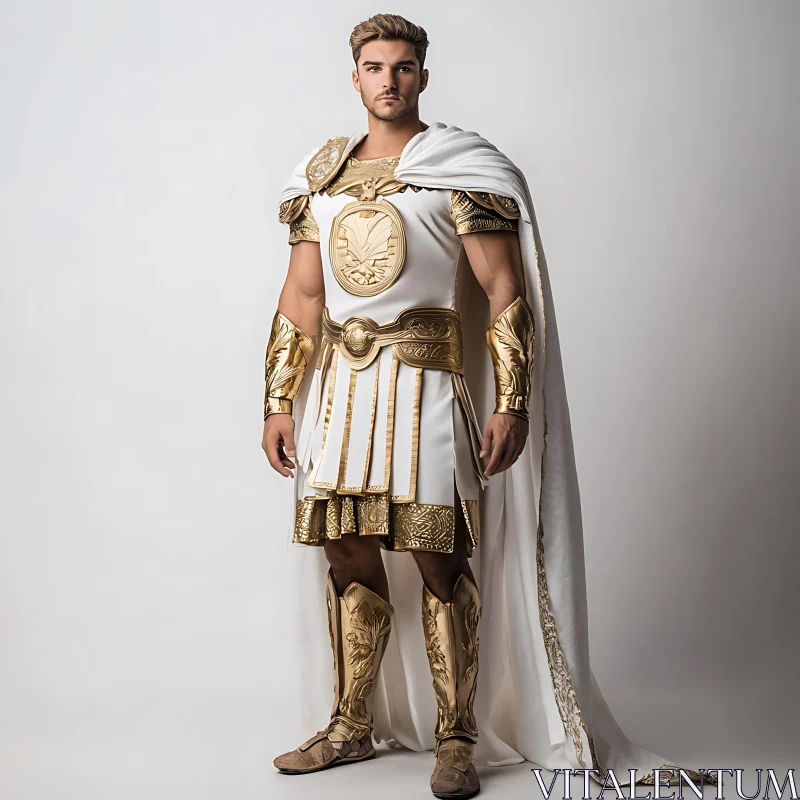 Man in Regal Warrior Costume AI Image