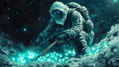Yeti Cultivating Luminescent Plants