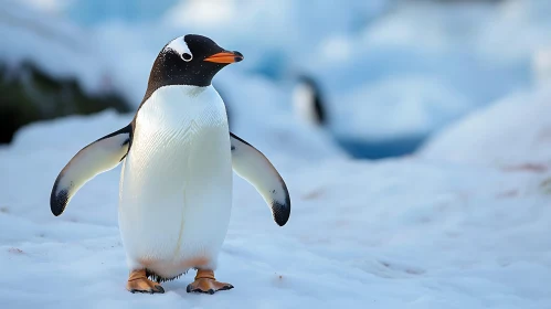 Penguin on Antarctic Ice