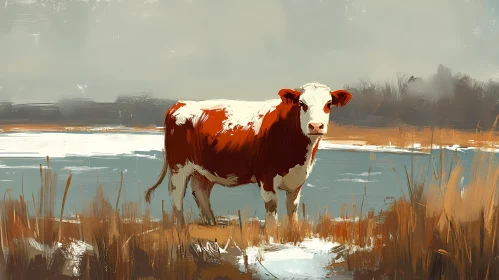 Pastoral Cow Art Scene