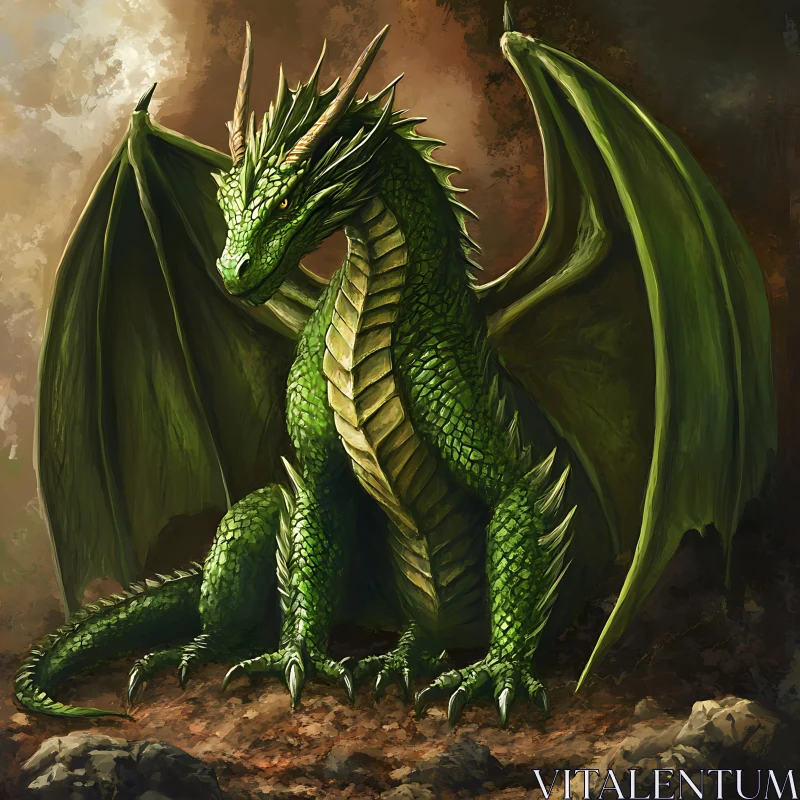 AI ART Verdant Dragon on Stone