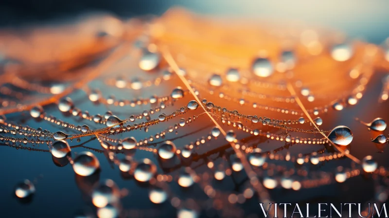 Nature's Craftsmanship: Delicate Dew Drops on Spider Web AI Image
