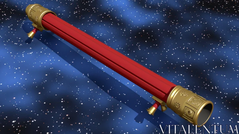 Red and Yellow Telescope in Space | Pencilsteampunk Style AI Image