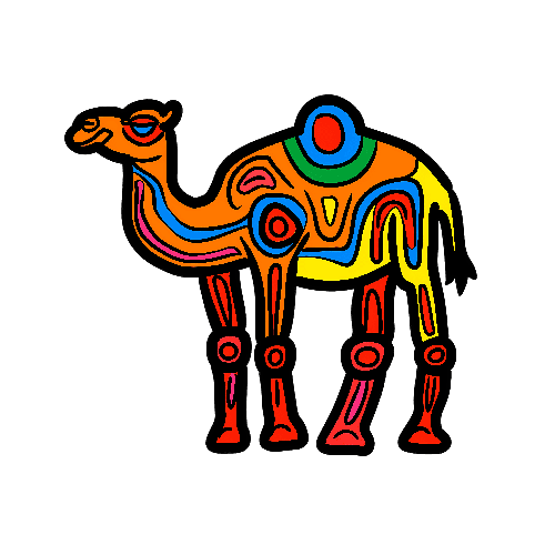 Vector Illustration of a Geometric Camel on Transparent Background POD Design