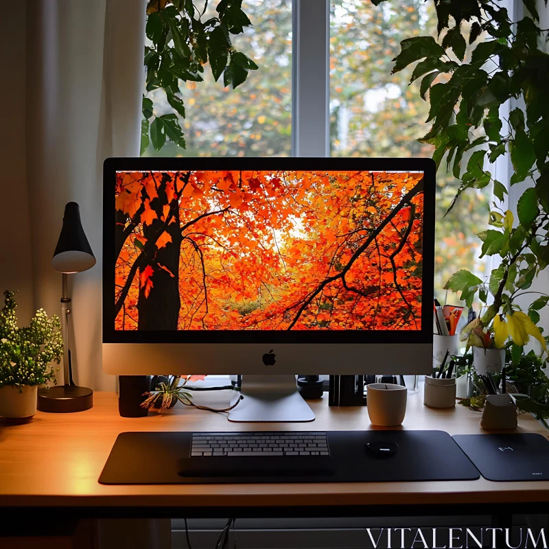 Autumn-Inspired Home Office AI Image