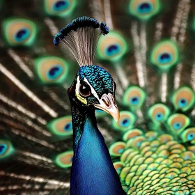 Close-Up of a Peacock with Elegant Feathers