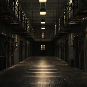 Dimly Lit Prison Interior