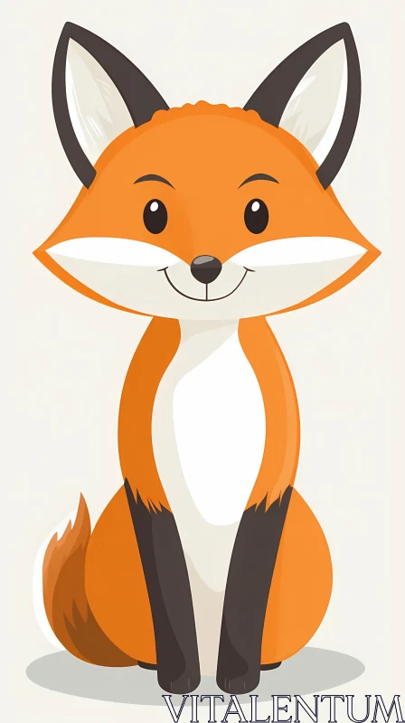 Cute Fox Cartoon Drawing AI Image