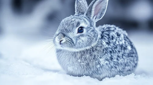 Snow-Covered Bunny in Winter