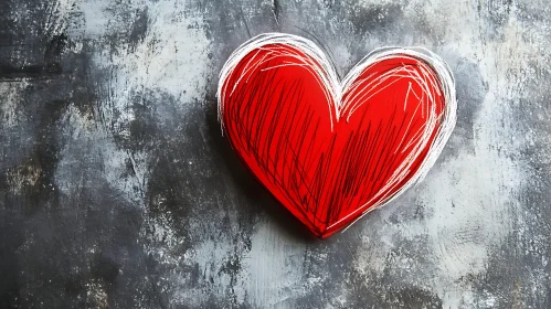 Textured Heart Painting on Gray Backdrop