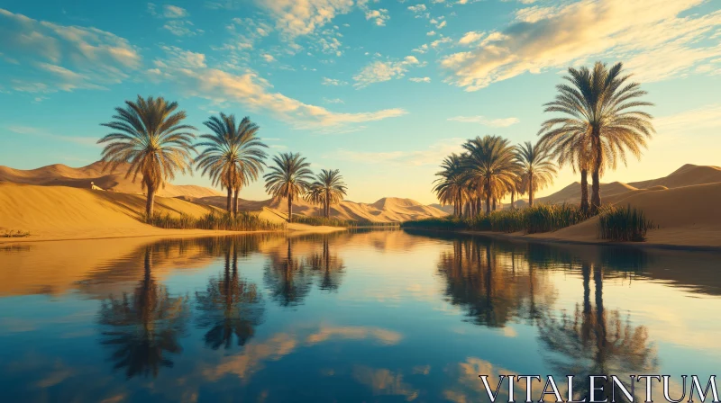 AI ART Tranquil Oasis in a Golden Desert