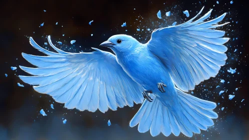 Abstract Blue Winged Bird Artwork