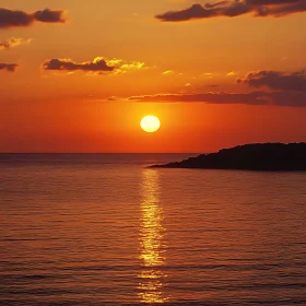 Tranquil Sunset Seascape with Orange Sky