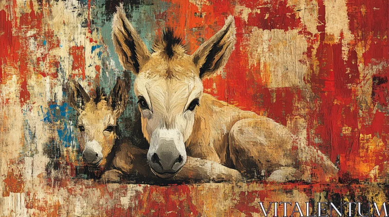 Textured Donkey Art with Abstract Background AI Image