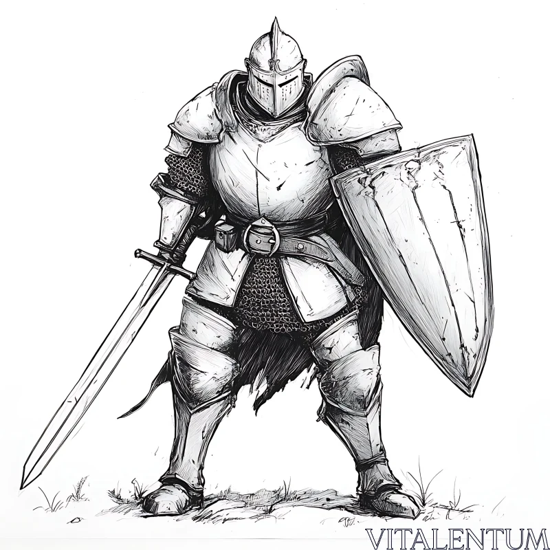 AI ART Armored Knight Ready for Battle