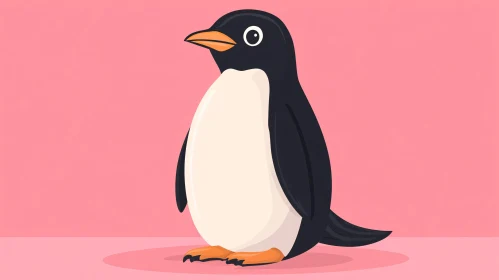 Cute Penguin Art on Pink