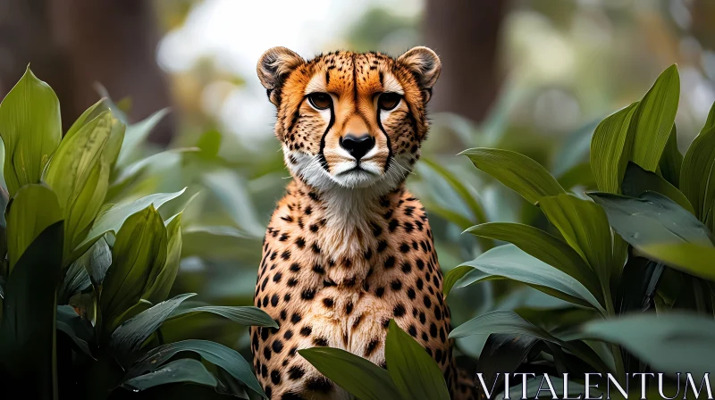 Cheetah Amidst Jungle Foliage AI Image