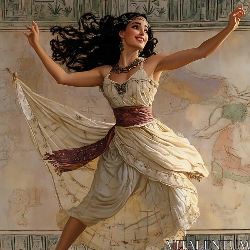 Joyful Dance of a Woman in Dress AI Image