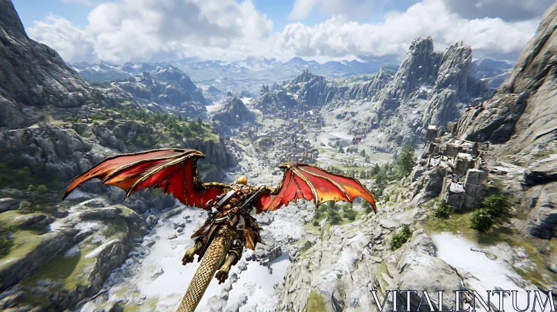 AI ART Fantasy Dragon Rider Scenic Flight