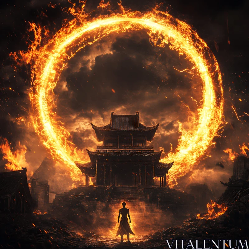 Fiery Gateway to the Temple AI Image