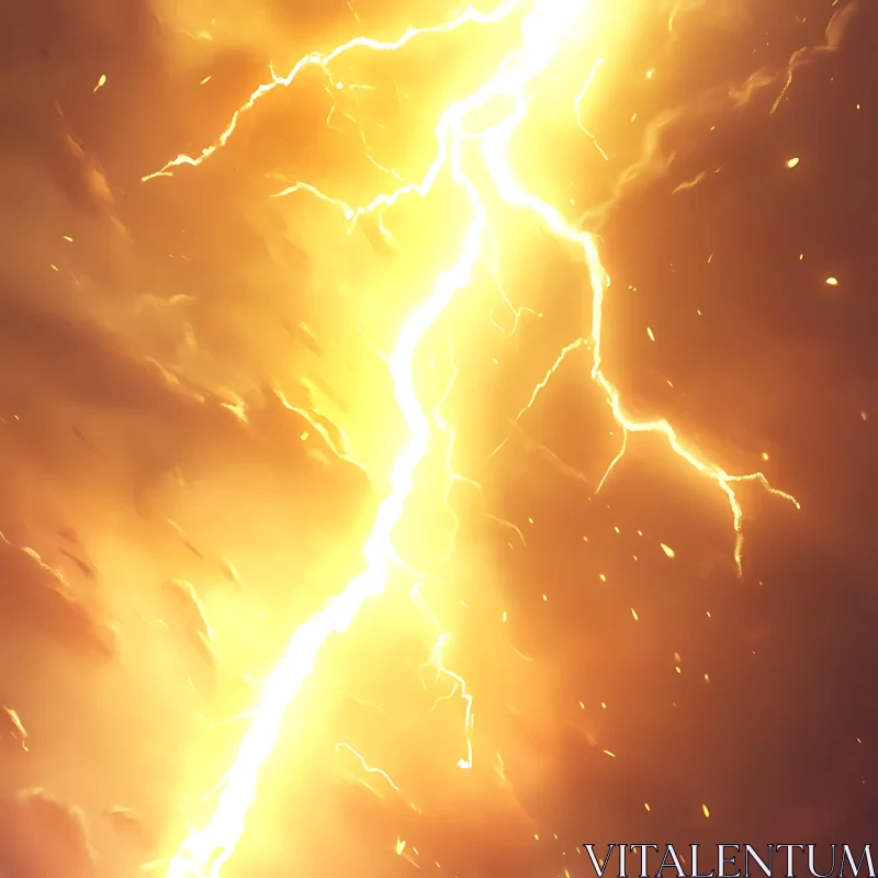 Fiery Storm with Striking Lightning AI Image