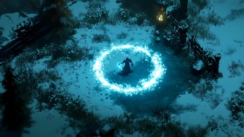 Mystical Figure in a Winter Circle