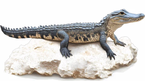 Alligator on Rock Illustration