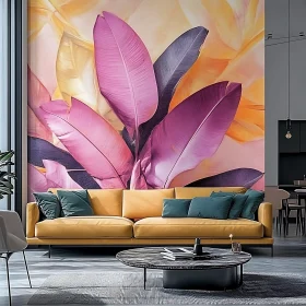 Stylish Interior: Yellow Sofa and Tropical Wall Art