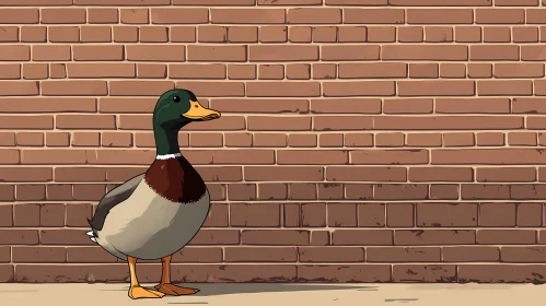 Urban Wildlife: Duck by a Brick Wall