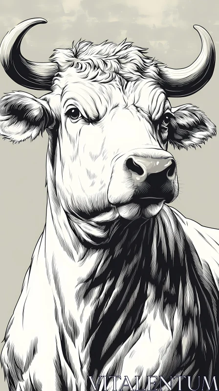 Artistic Cow Portrait AI Image