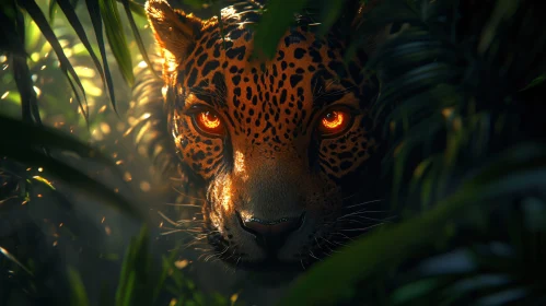 Leopard's Amber Gaze Amidst Jungle