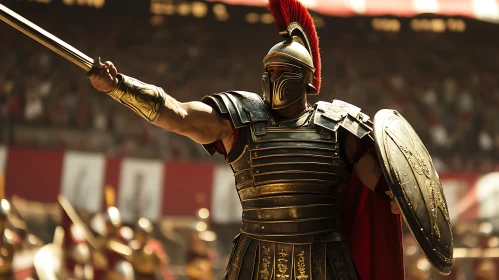 Ancient Roman Gladiator Ready for Battle