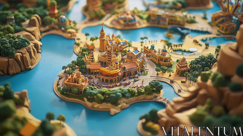 AI ART Island City Miniature