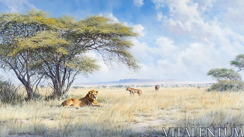 African Lions Art AI Image