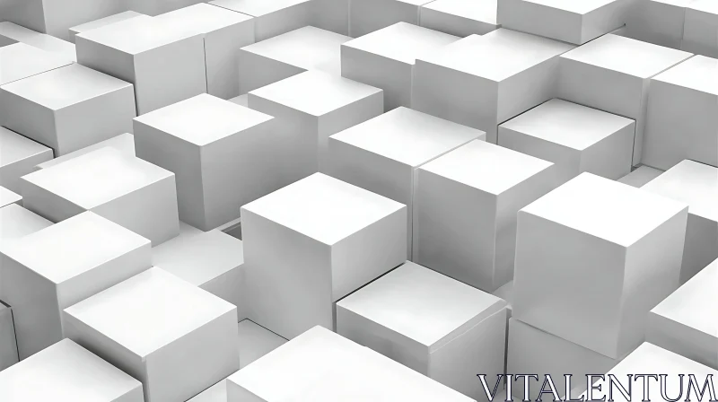 Abstract Geometric White Cubes AI Image