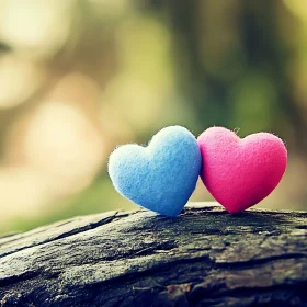 Blue and Pink Hearts Together