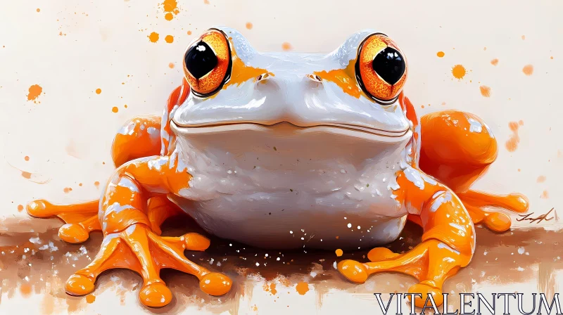 Vibrant Frog Art with Orange Splash AI Image