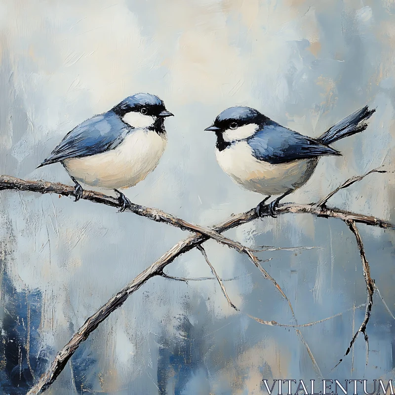 Birds on a Branch Artwork AI Image