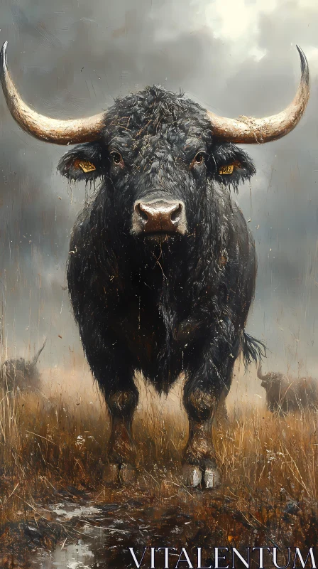 Powerful Bull Landscape AI Image