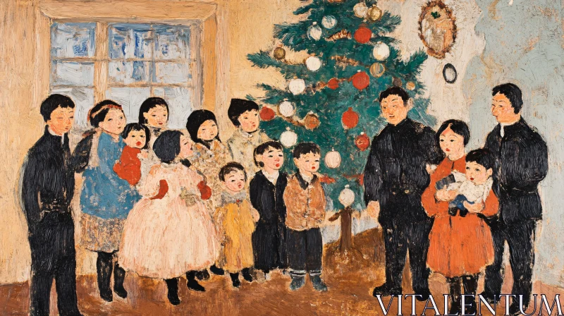 Children Celebrating Christmas AI Image