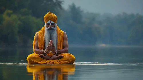 Meditative Man in Yellow Robes