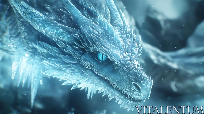 AI ART Frozen Dragon Close-Up