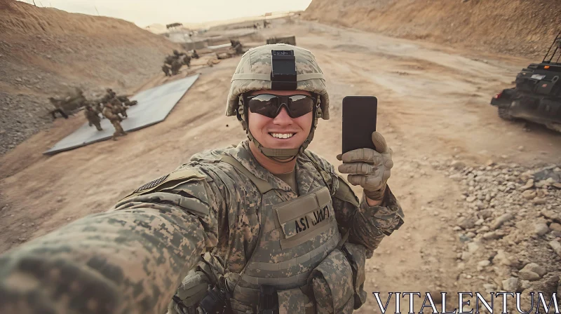 Military Selfie in Desert AI Image