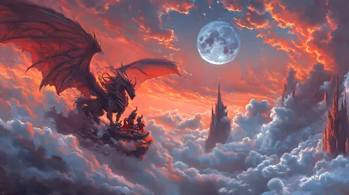 Fantasy Dragon Above the Clouds