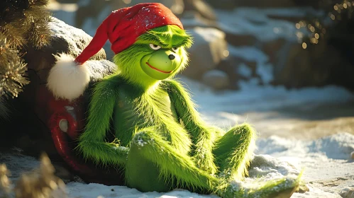 Green Holiday Character in Snow