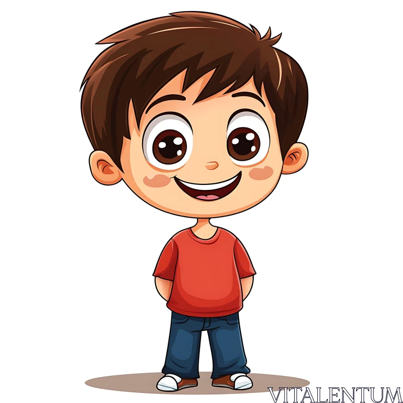 Smiling Boy Cartoon Character AI Image