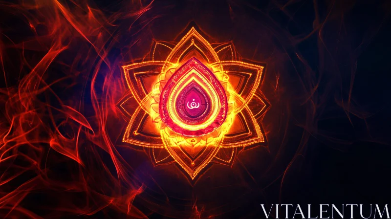 Glowing Mandala with Flame-Like Design AI Image