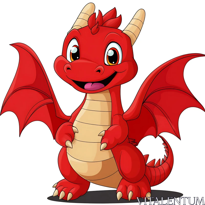 Cute Dragon Cartoon Illustration AI Image